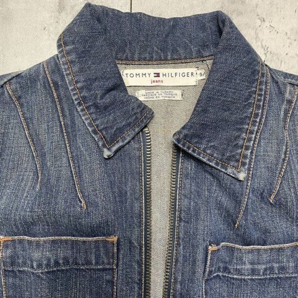 Vtg Tommy Hilfiger American Womens Sz S/M USA Flag Jean Denim Jacket Trucker - Picture 7 of 11